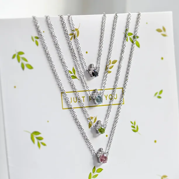 Gold necklace with london blue topaz and diamonds LAMBETH Image