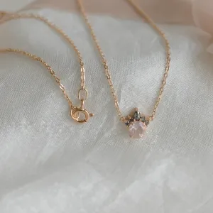 Cluster neklace with morganite and salt and pepper diamonds FLAMINGO Thumbnail