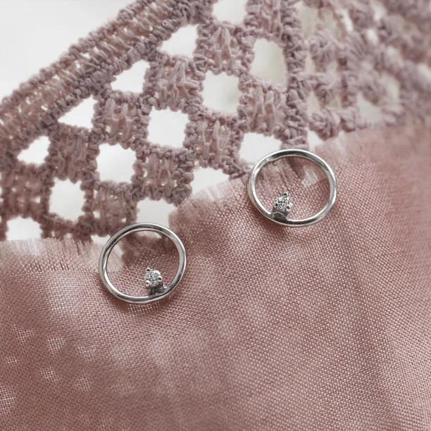 Gold karma earrings with diamonds GARURASANA Image