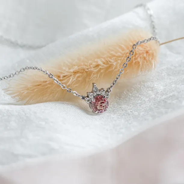 Gold necklace from mineral lepidocrocite and with diamonds PINKIE Image