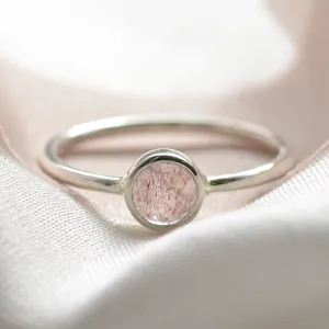 Gold bezel ring with strawberry quartz FRAGOLINA Thumbnail
