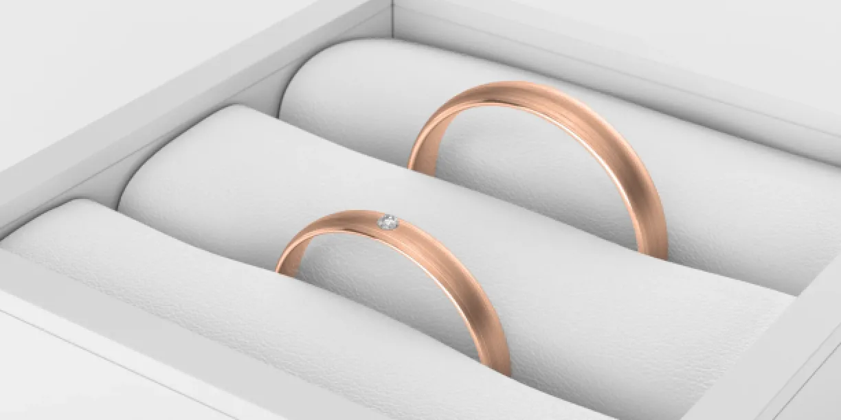 Solid wedding rings made of yellow gold with diamond (mat) ODETTE Image