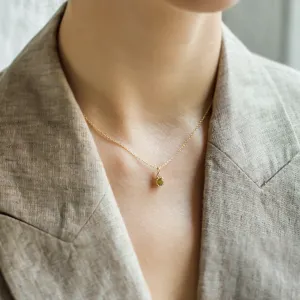 Gold peridot and diamond pendant VERT Thumbnail