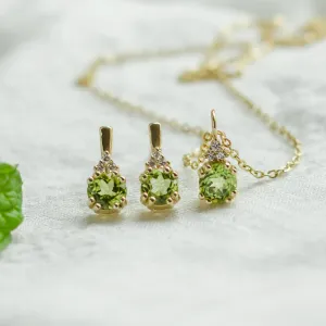 Gold peridot and diamond pendant VERT Thumbnail