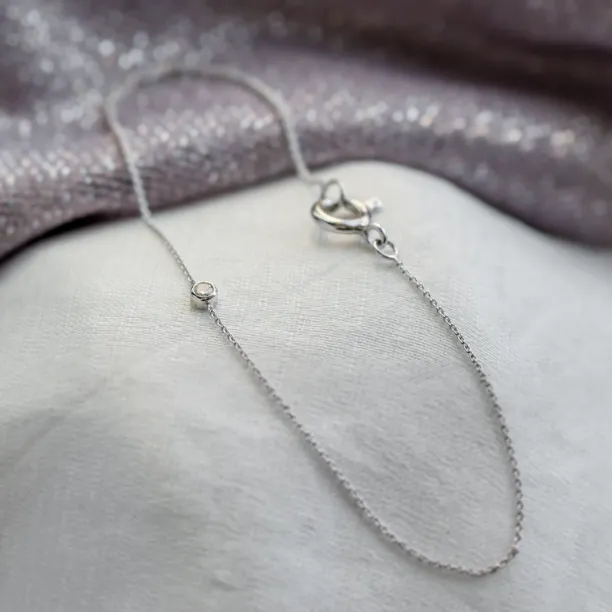 Gold minimalist bracelet with diamond STACY Image