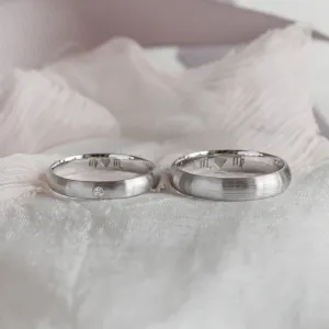 Matt white gold wedding rings with diamond D-SHAPE Thumbnail