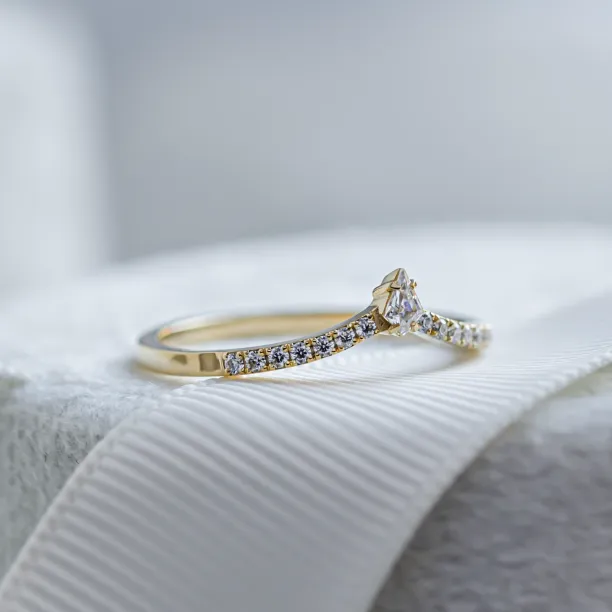 Curved wedding ring with moissanites PARLOR Image