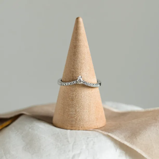 Curved wedding ring with moissanites PARLOR Image