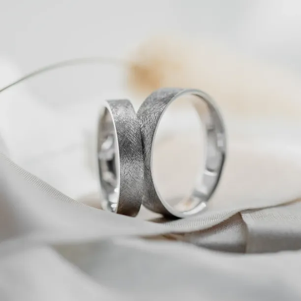 Wedding rings with matte finish with a diamond TOFA Image