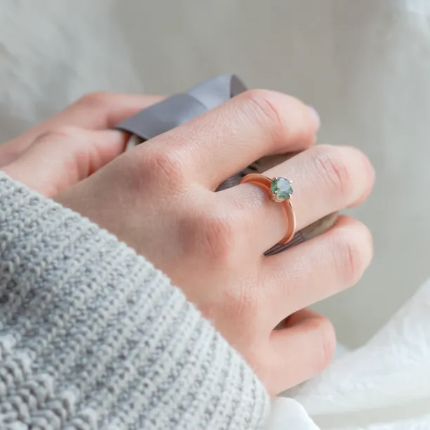 Minimalist moss agate enagegement ring THOR Image