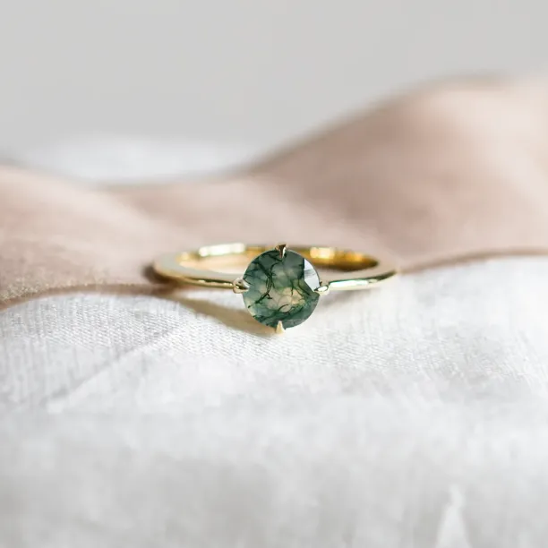 Minimalist moss agate enagegement ring THOR Image