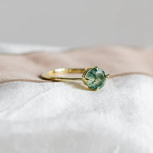 Minimalist moss agate enagegement ring THOR Image