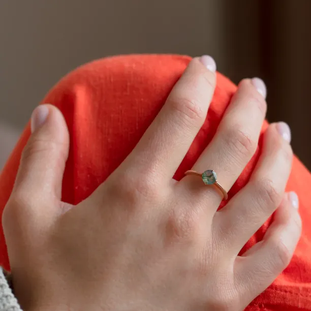 Minimalist moss agate enagegement ring THOR Image