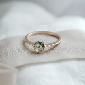 Minimalist moss agate enagegement ring THOR Thumbnail
