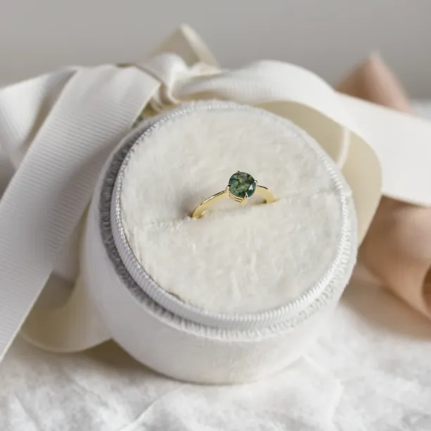 Minimalist moss agate enagegement ring THOR Image