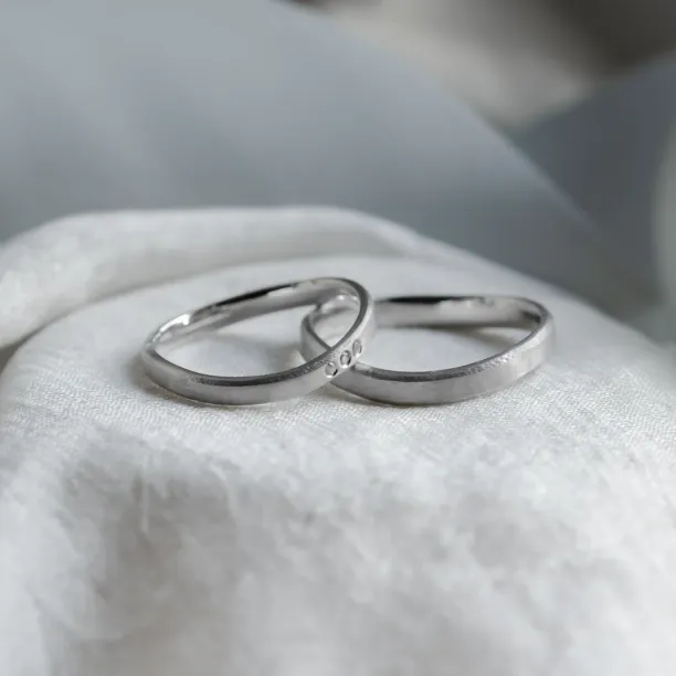Elegant wedding rings with matte surface and diamonds MATTY Image