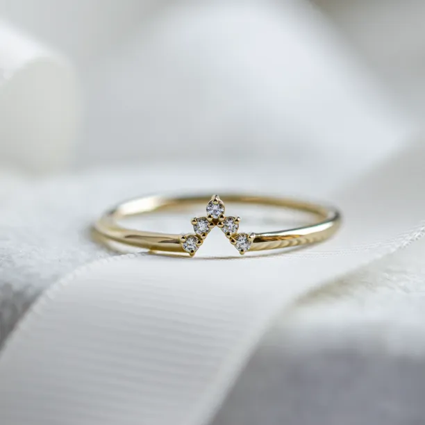 Minimalist curved ring with diamonds REGGIE Image