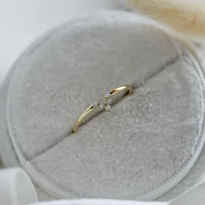 Minimalist curved ring with diamonds REGGIE Thumbnail
