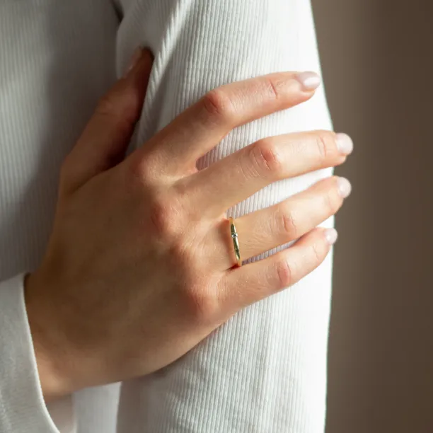 Minimalist engagement ring with salt'n'pepper diamond HAIMER Image