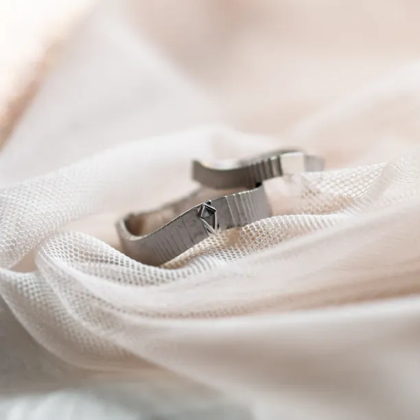 Original wedding rings with salt and pepper diamond CHARLES Image