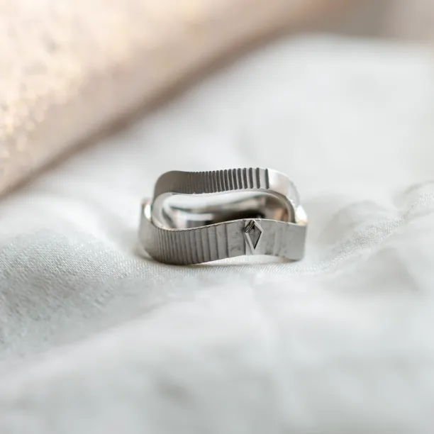 Original wedding rings with salt and pepper diamond CHARLES Image