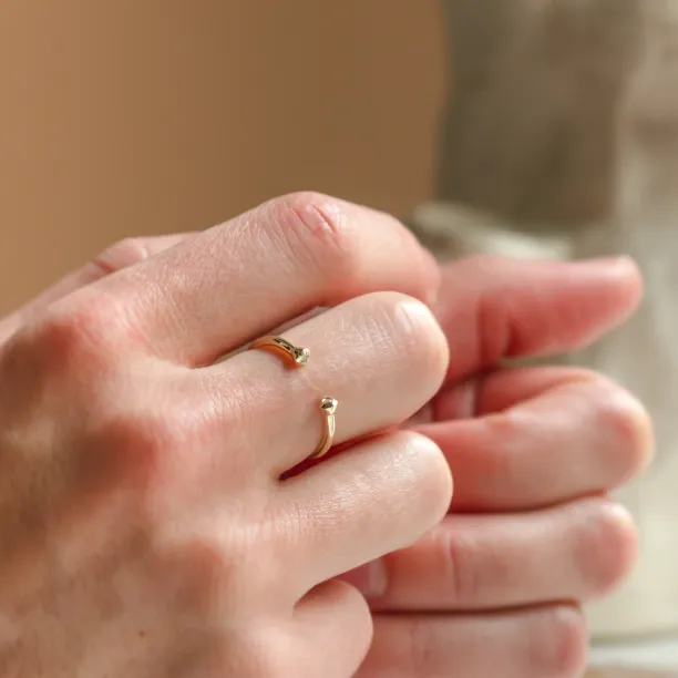 Minimalist open ring with diamonds EMMA Image