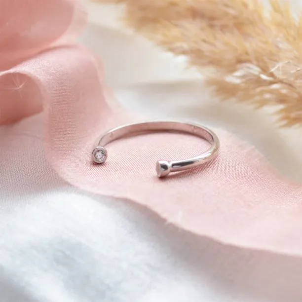 Minimalist open ring with diamonds EMMA Image