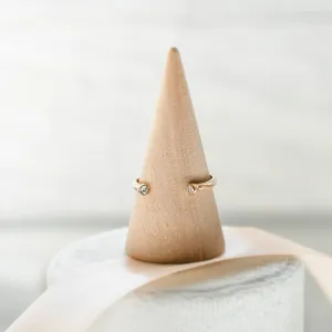 Minimalist open ring with diamonds EMMA Thumbnail