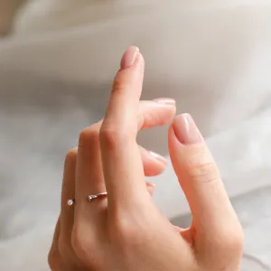 Minimalist open ring with diamonds EMMA Thumbnail