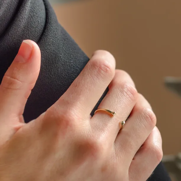 Minimalist open ring with diamonds EMMA Image