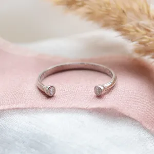 Minimalist open ring with diamonds EMMA