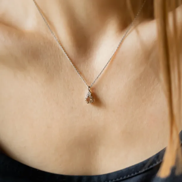 Romantic gold necklace with lepidocrocite and side diamonds LOVELY Image