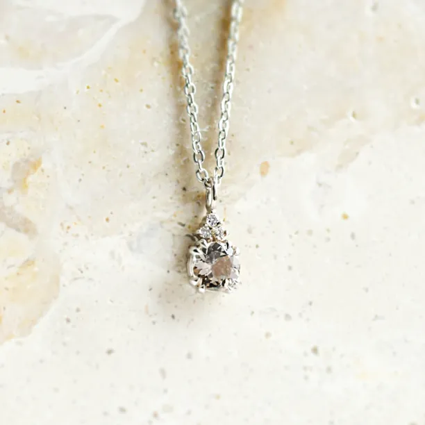 Romantic gold necklace with lepidocrocite and side diamonds LOVELY Image