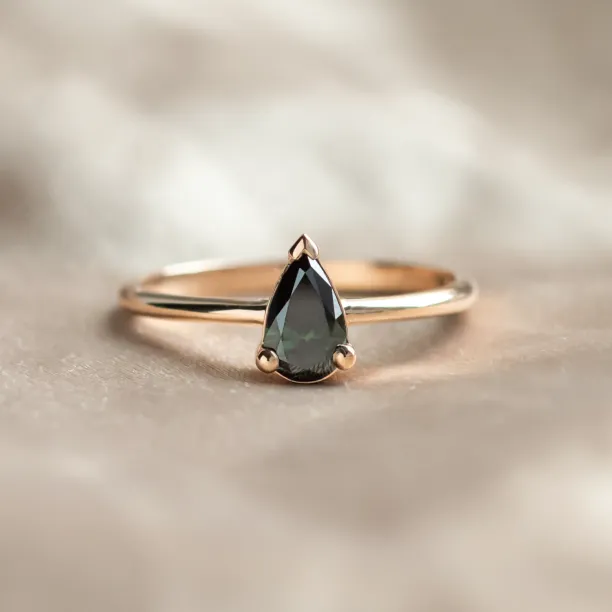 Green lab grown pear diamond engagement ring ALESSA Image