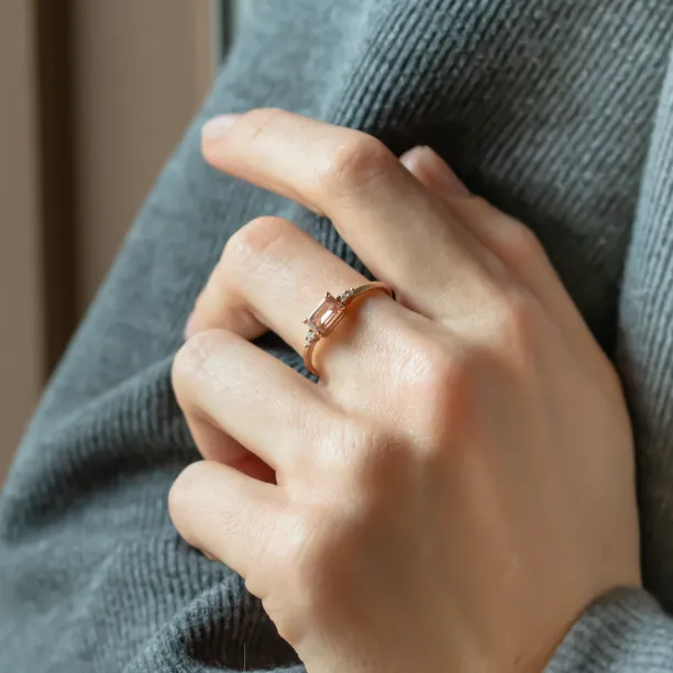 Pink lab grown and classic diamonds engagement ring ROSIE Image