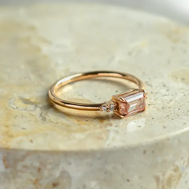 Pink lab grown and classic diamonds engagement ring ROSIE Image