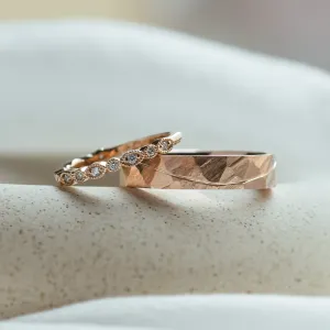 Unusual wedding rings with diamonds in vintage style LAZZI Thumbnail