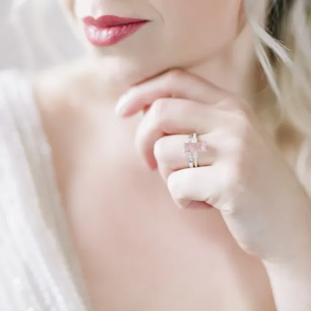 Gold minimalistic open ring with diamonds SILVIA Image