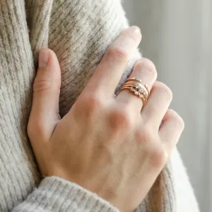 Gold minimalistic open ring with diamonds SILVIA Thumbnail