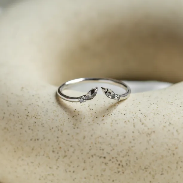 Gold open ring with salt and pepper diamonds ADA Image