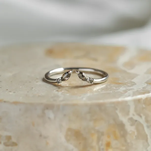 Gold open ring with salt and pepper diamonds ADA Image