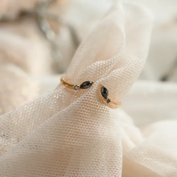 Gold open ring with salt and pepper diamonds ADA Image