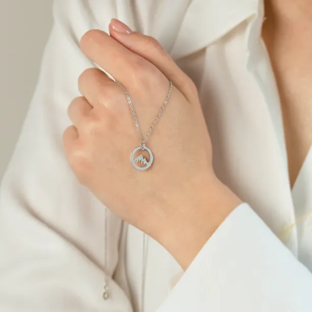 Matte gold necklace with mountain motive LIVIGNO Image