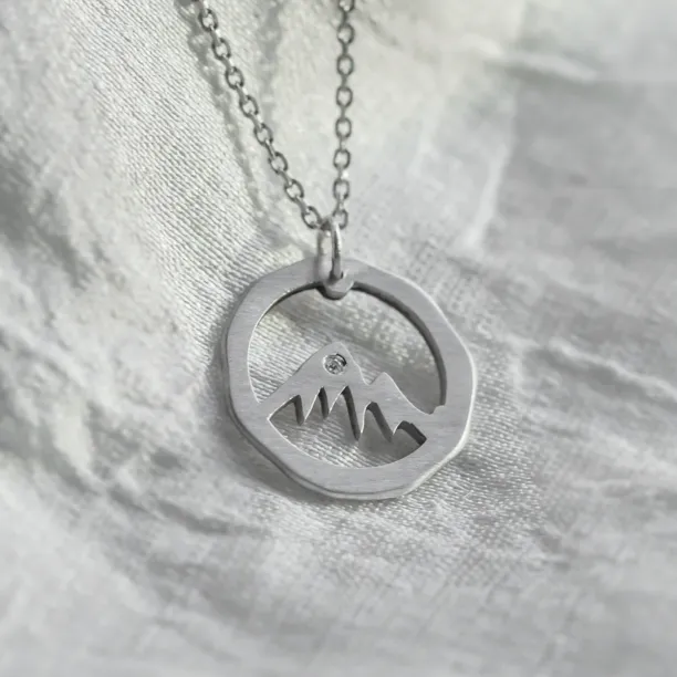 Matte gold necklace with mountain motive LIVIGNO Image