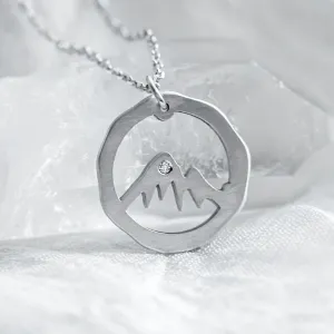 Matte gold necklace with mountain motive LIVIGNO