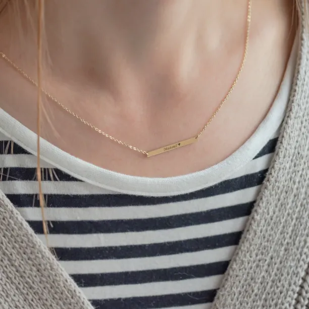 Gold Necklace in minimalist style with any engraving OSA Image