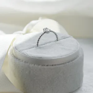 Minimalist beaded ball ring with diamond CARLA Thumbnail