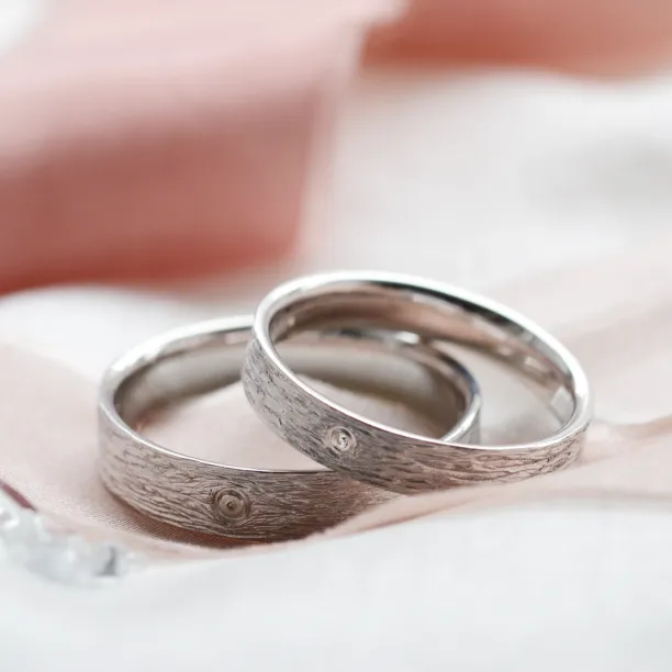 Unusual wedding bands with woodbark surface DRUID Image