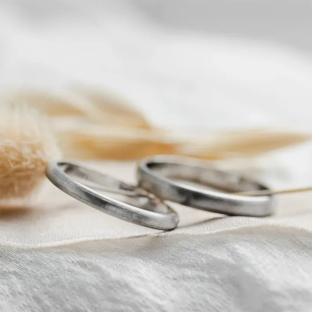 D-SHAPE mat wedding white gold rings ARIZONA Image