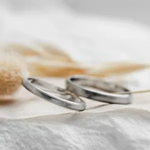 D-SHAPE mat wedding white gold rings ARIZONA Thumbnail